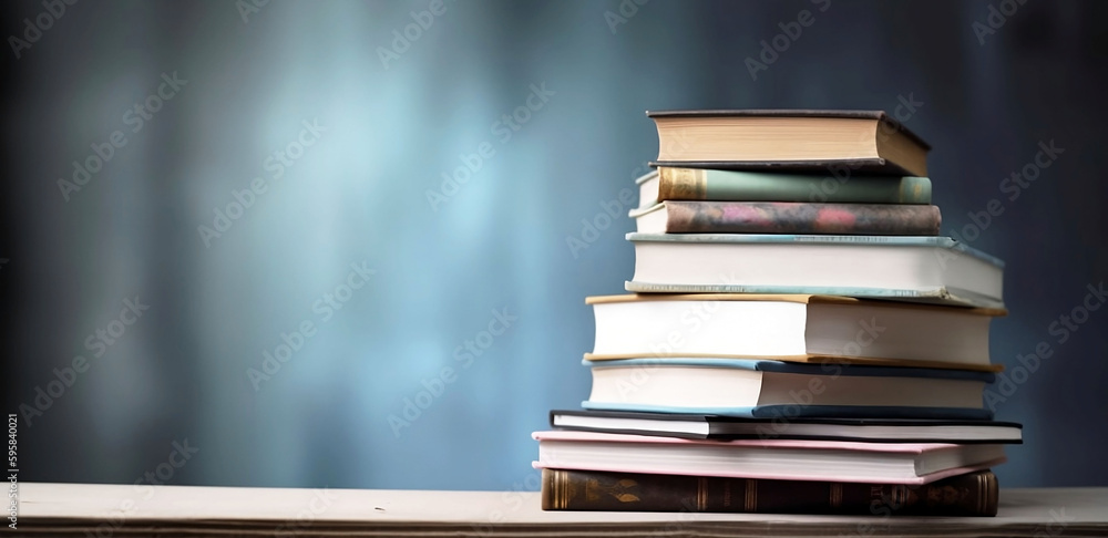 Aufkleber stack of large books with copy space