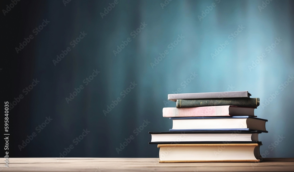 Poster stack of large books with copy space