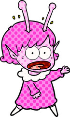 cartoon shocked alien girl