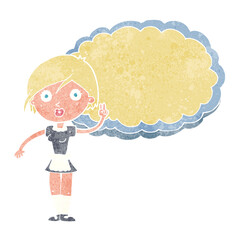 cartoon waitress with text space