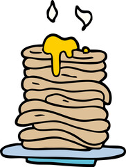 cartoon doodle stack of pancakes