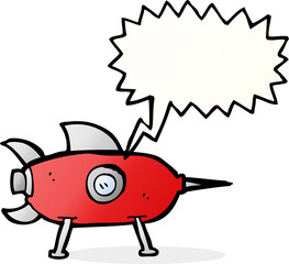 cartoon space rocket with speech bubble