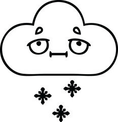 line drawing cartoon of a storm snow cloud