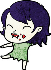 cartoon vampire girl with blood on cheek