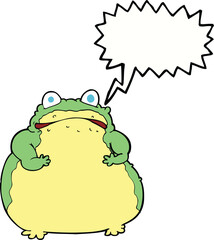 cartoon fat toad with speech bubble