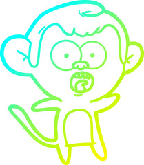 cold gradient line drawing of a cartoon shocked monkey