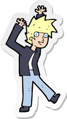 sticker of a cartoon excited boy