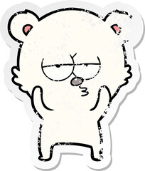 distressed sticker of a bored polar bear cartoon