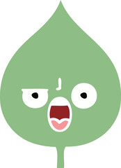 flat color retro cartoon of a expressional leaf