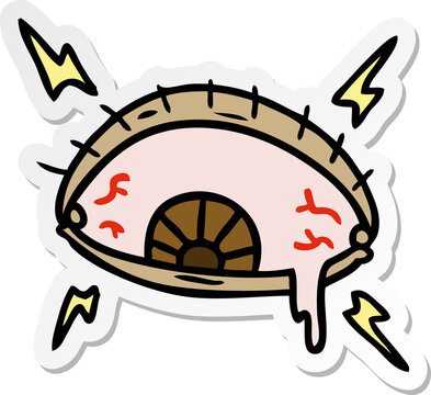 hand drawn sticker cartoon doodle of an enraged eye