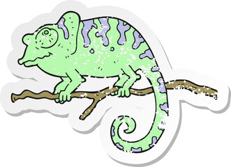 retro distressed sticker of a cartoon chameleon
