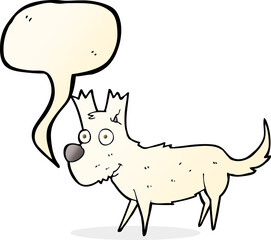 cartoon cute little dog with speech bubble