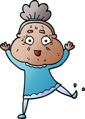 cartoon doodle dancing old lady