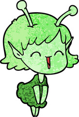 cartoon alien girl laughing