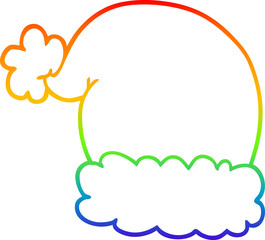 rainbow gradient line drawing of a cartoon christmas hat