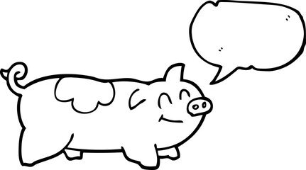 freehand drawn speech bubble cartoon pig
