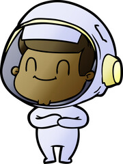 happy cartoon astronaut man