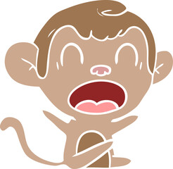 shouting flat color style cartoon monkey