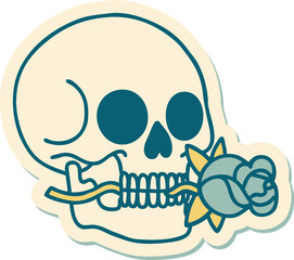 sticker of tattoo in traditional style of a skull