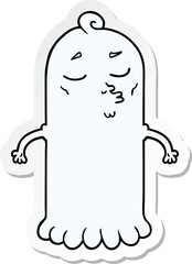sticker of a cartoon ghost