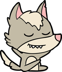 friendly cartoon wolf sitting