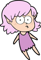 cartoon elf girl floating