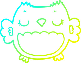 cold gradient line drawing of a cute cartoon owl