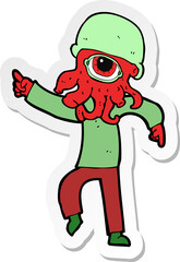 sticker of a cartoon alien man dancing