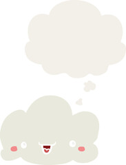 cartoon cloud with thought bubble in retro style