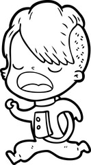 cartoon cool hipster girl in space suit