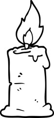 line drawing cartoon burning candle