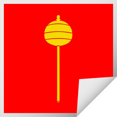 square peeling sticker quirky cartoon golden sceptre