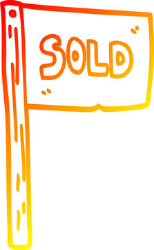 recommend clip art: warm gradient line drawing of a cartoon sold sign