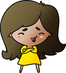 gradient cartoon illustration of a cute kawaii girl
