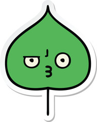 sticker of a cute cartoon expressional leaf