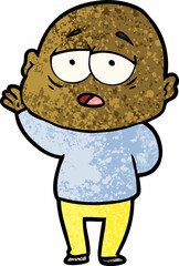 cartoon tired bald man