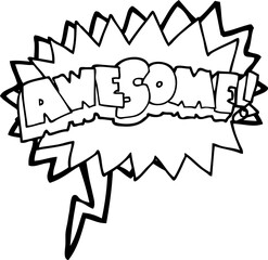 freehand drawn speech bubble cartoon awesome symbol