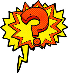 freehand drawn comic book speech bubble cartoon question mark