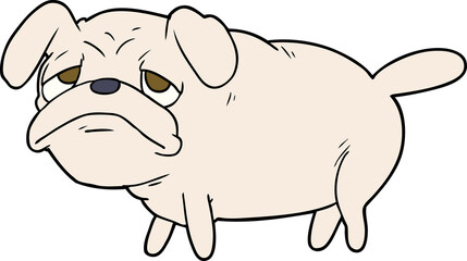 cartoon unhappy pug dog