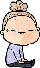 cartoon peaceful old woman