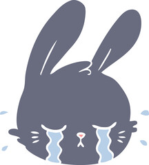 flat color style cartoon rabbit face crying