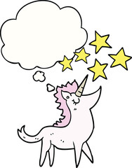 cartoon unicorn with thought bubble