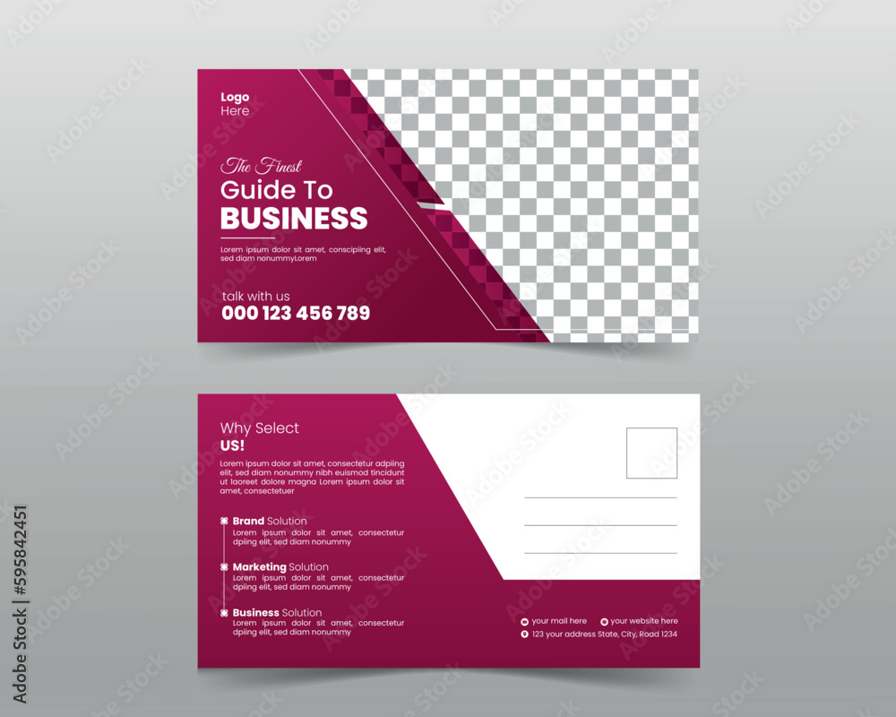 Wall mural corporate postcard design template. amazing and modern postcard design.creative corporate business m