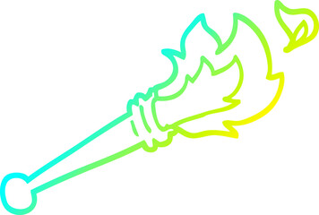 cold gradient line drawing of a cartoon sports torch
