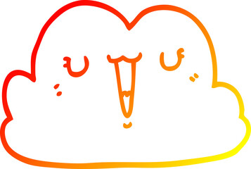 warm gradient line drawing of a cute cartoon cloud