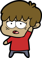 cartoon exhausted boy
