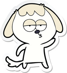 sticker of a cartoon bored dog