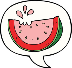cartoon watermelon with speech bubble