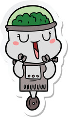 sticker of a happy cartoon robot