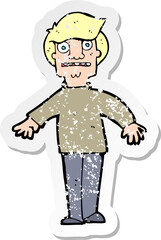 retro distressed sticker of a cartoon shocked man